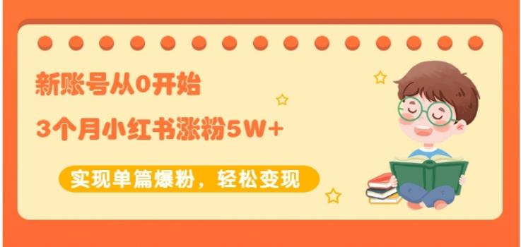 生财小红书涨粉变现：新账号从0开始3个月小红书涨粉5W+实现单篇爆粉-启程资源站