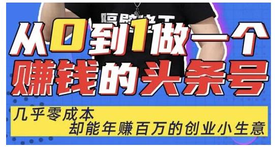 佬王·从0到1做一个赚钱的头条号，几乎零成本，却能年赚百万的创业项目-启程资源站
