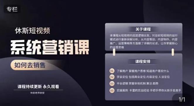 休斯短视频系统运营大课，你掌握核心的运营思维 价值7800元-启程资源站