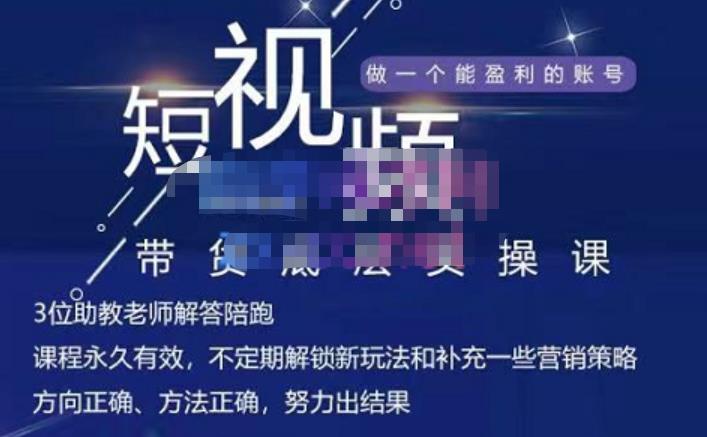 吴Sir·短视频带货底层实操课，教你如何选爆品、了解获短视频流量密码，正确起号-启程资源站