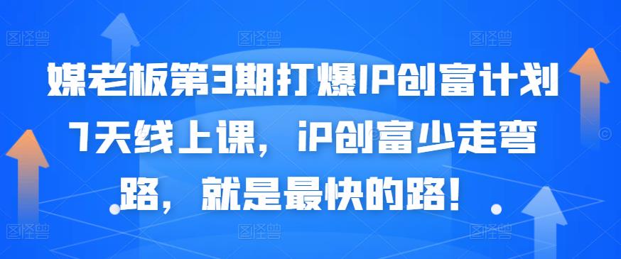 媒老板第3期打爆IP创富计划7天线上课，iP创富少走弯路，就是最快的路！-启程资源站