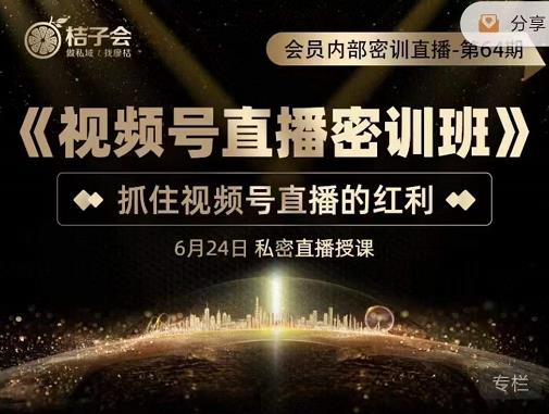 桔子会《视频号直播密训班》，抓住视频号直播的红利 价值12800-启程资源站