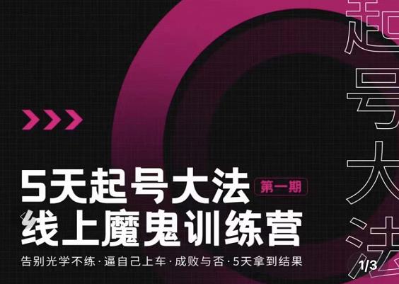 大播·五天起号魔鬼训练营，告别光学不练，逼自己上车，成败与否，5天拿到结果-启程资源站