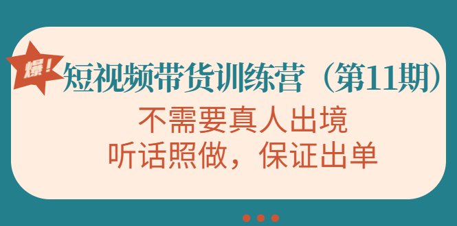 视频带货训练营，不需要真人出境，听话照做，保证出单（第11期）-启程资源站