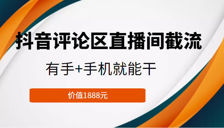 抖音评论区直播间截流，有手+手机就能干，门槛极低，模式可大量复制（价值1888元）-启程资源站