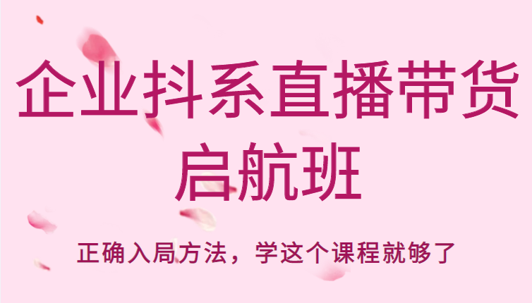 企业抖系直播带货启航班，正确入局方法，学这个课程就够了-启程资源站
