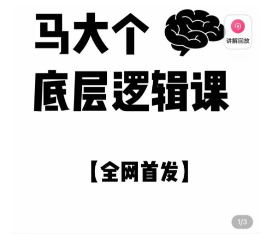 马大个·底层逻辑课，51节底层逻辑智慧课-价值1980元-启程资源站