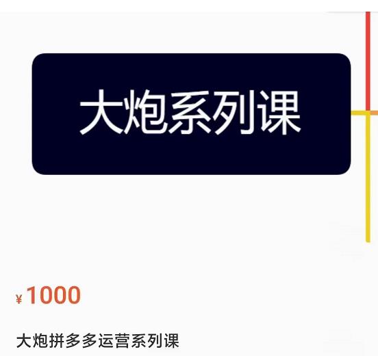 大炮拼多多运营系列课，各类​玩法合集，拼多多运营玩法实操-启程资源站