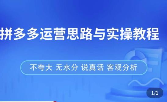 拼多多店铺运营思路与实操教程，快速学会拼多多开店和运营，少踩坑，多盈利-启程资源站
