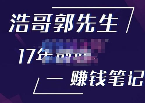 浩哥郭先生17年创业赚米笔记，打开你对很多东西的认知，让你知道原来赚钱或创业不单单是发力就行-启程资源站