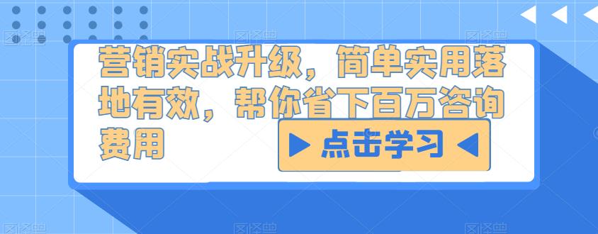 营销实战升级，简单实用落地有效，帮你省下百万咨询费用-启程资源站