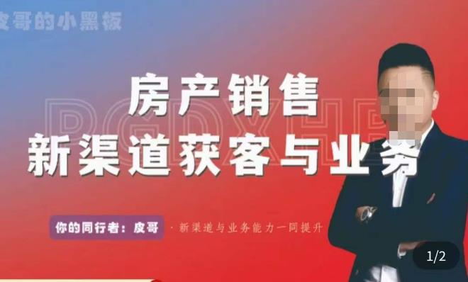 皮哥·房产销售新渠道获客与业务，​打造新时代房产经纪达人，助力行业新人成长为业内精英-启程资源站
