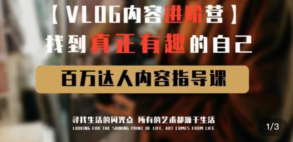 vlog内容进阶营，找到真正有趣的自己，百万达人内容指导课-启程资源站