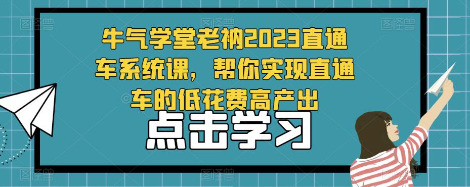 牛气学堂老衲2023直通车系统课，帮你实现直通车的低花费高产出-启程资源站