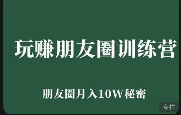 玩赚朋友圈系统课，朋友圈月入10W的秘密，​7天系统图文课程-启程资源站