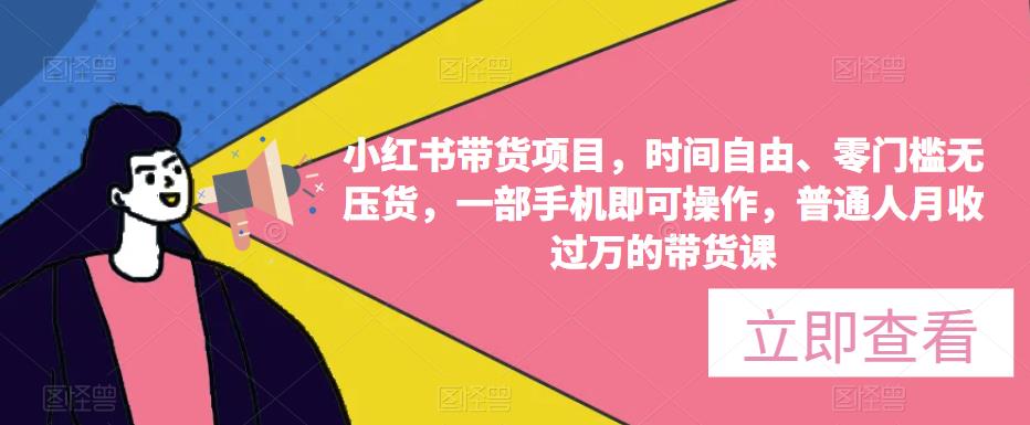 小红书带货项目，时间自由、零门槛无压货，一部手机即可操作，普通人月收过万的带货课-启程资源站