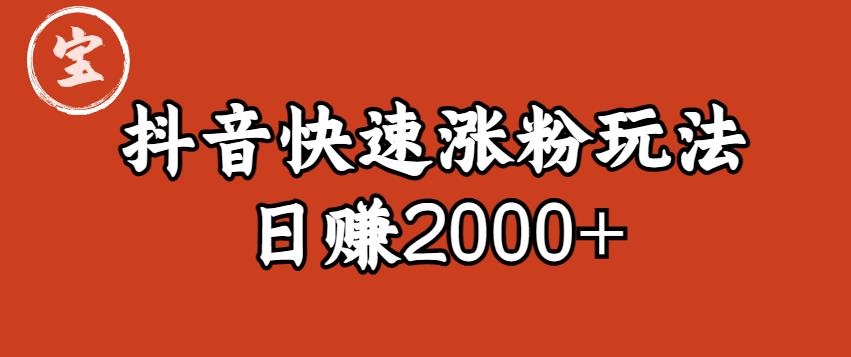 宝哥私藏·抖音快速起号涨粉玩法（4天涨粉1千）（日赚2000+）【揭秘】-启程资源站