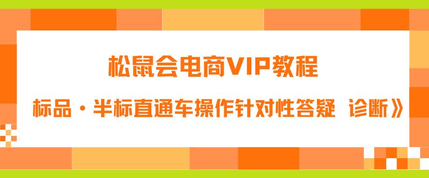 松鼠会电商VIP教程：松鼠《付费推广标品·半标直通车操作针对性答疑&诊断》-启程资源站