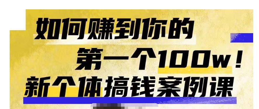 群响新个体‮钱搞‬案例库，可‮直以‬接抄作业的新‮体个‬搞钱案例库，如何赚到你的第一个100w-启程资源站