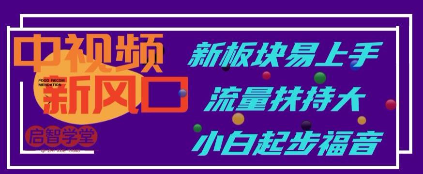中视频新风口，新板块易上手，流量扶持大，小白起步福音【揭秘】-启程资源站