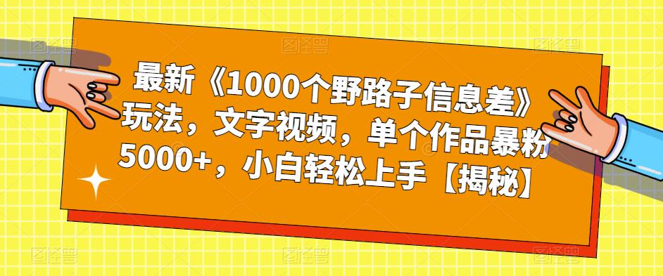 最新《1000个野路子信息差》玩法，文字视频，单个作品暴粉5000+，小白轻松上手【揭秘】-启程资源站