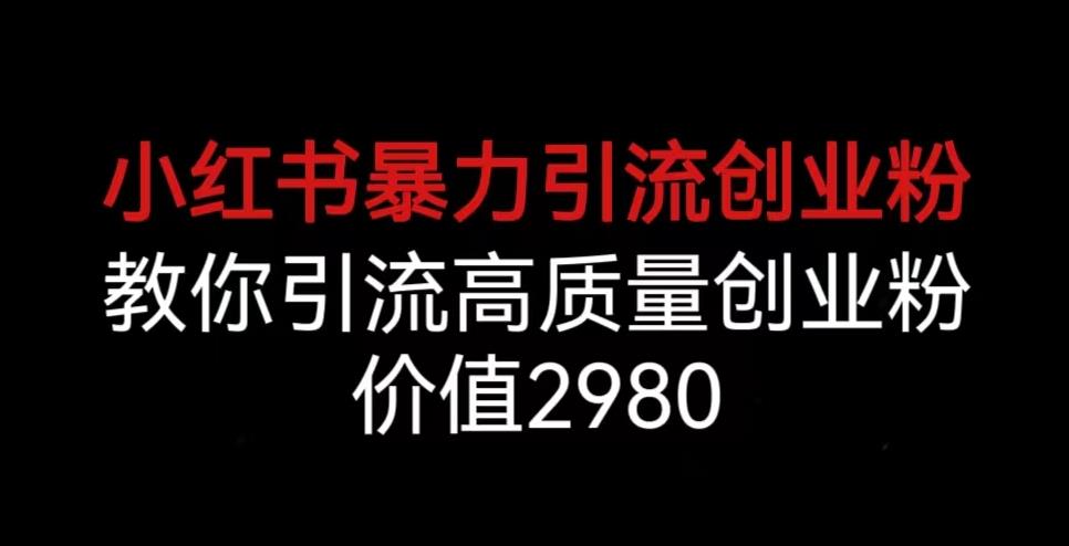 小红书暴力引流创业粉，教你引流高质量创业粉，价值2980【揭秘】-启程资源站