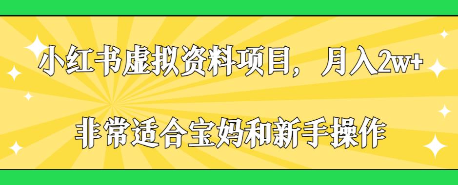 小红书虚拟资料项目，月入2w+，非常适合宝妈和新手操作【揭秘】-启程资源站