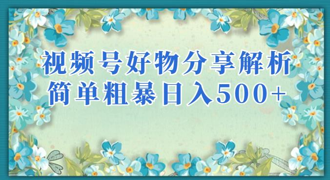 视频号好物分享解析，简单粗暴可以批量方大的项目【揭秘】-启程资源站
