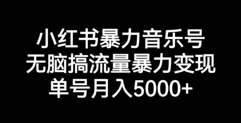 小红书暴力音乐号，无脑搞流量暴力变现，单号月入5000+-启程资源站