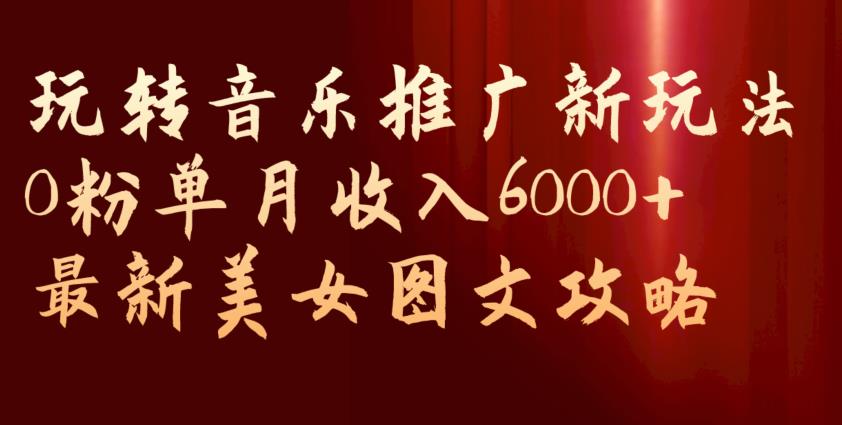 玩转音乐推广新玩法，0粉单月收入6000+，最新美女图文攻略【揭秘】-启程资源站