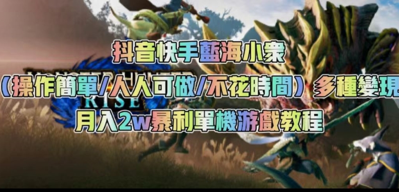 抖音快手蓝海小众（操作简单人人可做不花时间）多种变现月入2w＋暴利单机游戏教程-启程资源站