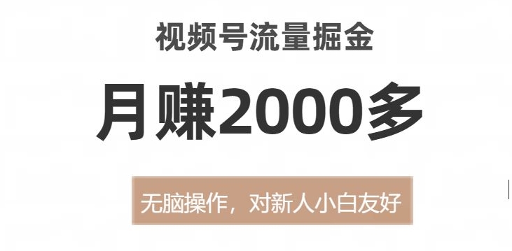 视频号流量掘金，无脑操作，对新人小白友好，月赚2000多【揭秘】-启程资源站