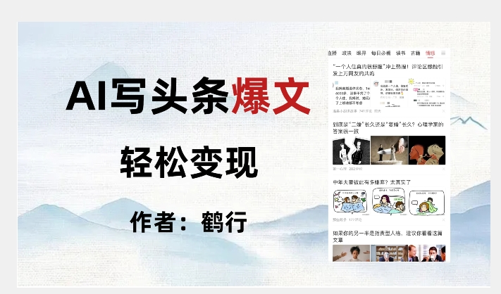 暴力拆解AI写头条爆文，轻松日入500+-启程资源站