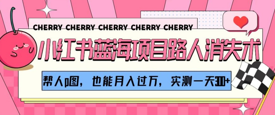 小红书蓝海项目路人消失术，帮人p图，也能月入过万，实测一天300+【揭秘】-启程资源站