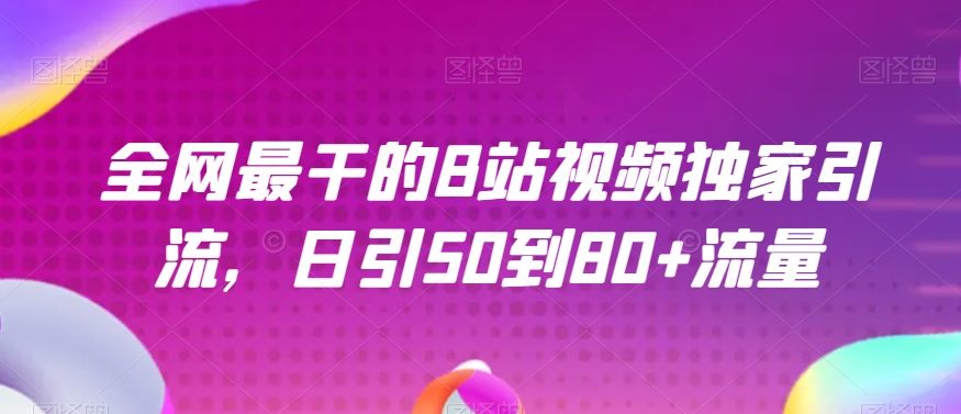 全网最干的B站视频独家引流，日引50到80+流量【揭秘】-启程资源站