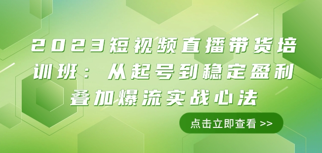 2023短视频直播带货培训班：从起号到稳定盈利叠加爆流实战心法（11节课）-启程资源站