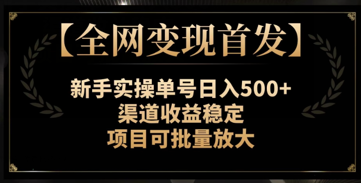 【全网变现首发】新手实操单号日入500+，渠道收益稳定，项目可批量放大【揭秘】-启程资源站