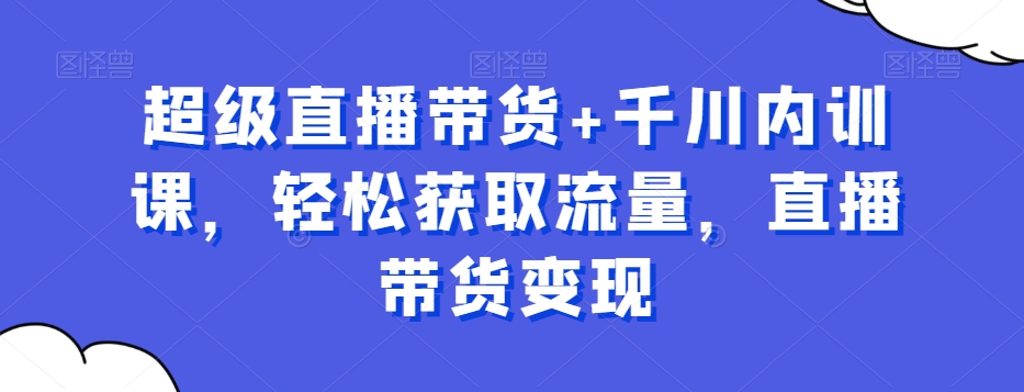 超级直播带货+千川内训课，轻松获取流量，直播带货变现-启程资源站