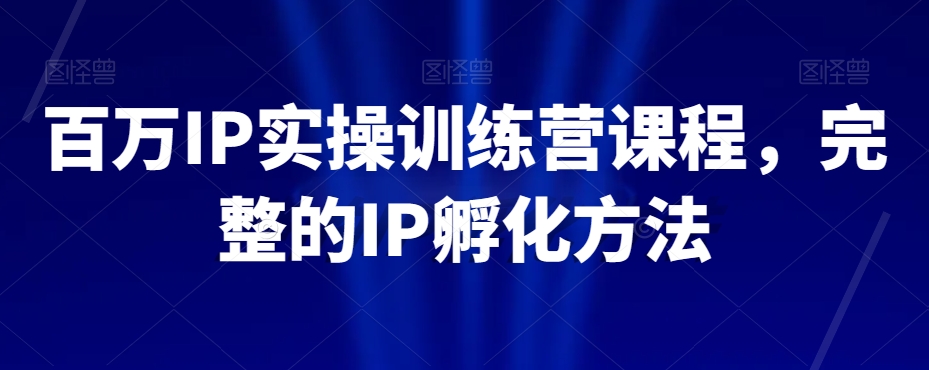 百万IP实操训练营课程，完整的IP孵化方法-启程资源站