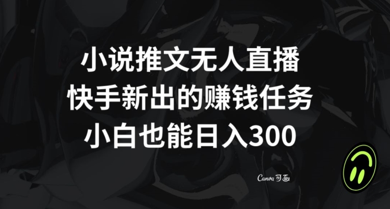 小说推文无人直播，快手新出的赚钱任务，小白也能日入300+【揭秘】-启程资源站