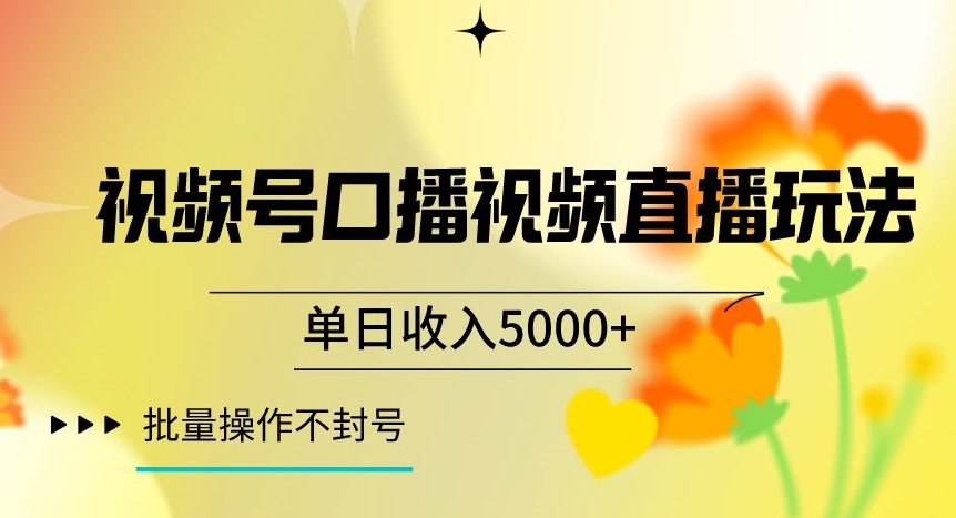 视频号囗播视频直播玩法，单日收入5000+，批量操作不封号【揭秘】-启程资源站