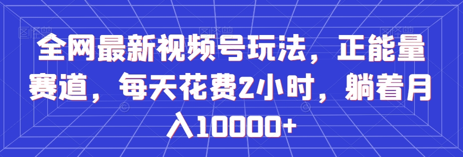 全网最新视频号玩法，正能量赛道，每天花费2小时，躺着月入10000+【揭秘】-启程资源站