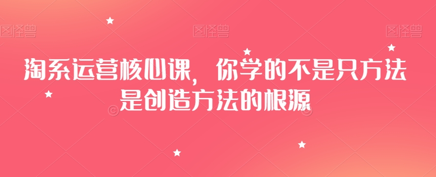 淘系运营核心课，你学的不是只方法是创造方法的根源-启程资源站