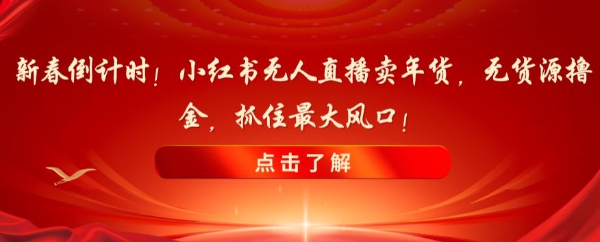 新春倒计时！小红书无人直播卖年货，无货源撸金，抓住最大风口【揭秘】-启程资源站