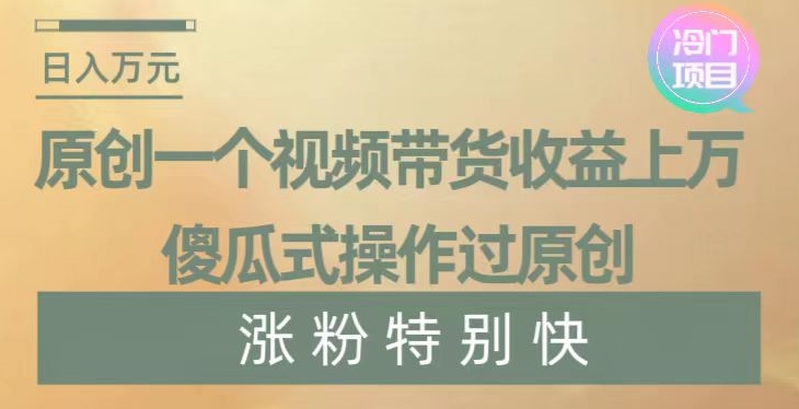原创一个视频带货收益上万，傻瓜式操作过原创，几分钟做一个视频涨粉特别快【揭秘】-启程资源站