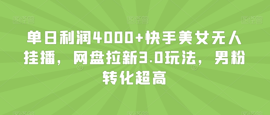 单日利润4000+快手美女无人挂播，网盘拉新3.0玩法，男粉转化超高【揭秘】-启程资源站