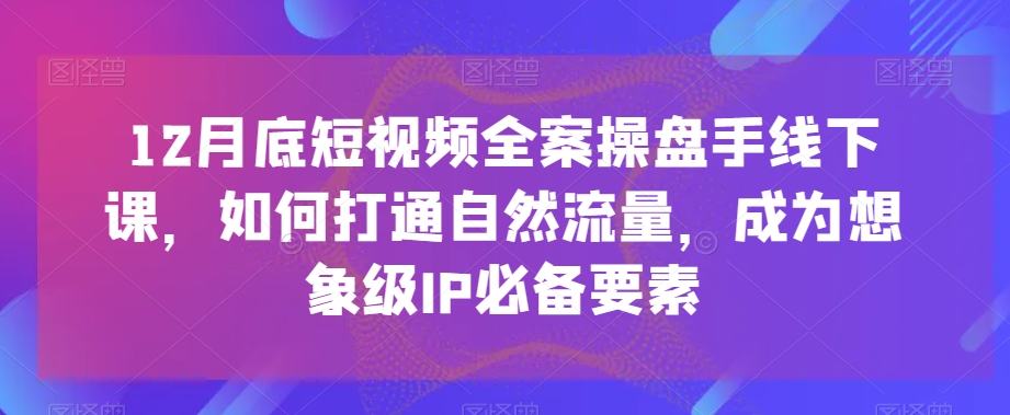 12月底短视频全案操盘手线下课，如何打通自然流量，成为想象级IP必备要素-启程资源站