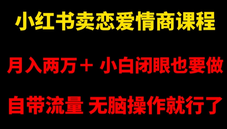 小红书卖恋爱情商课程，月入两万＋，小白闭眼也要做，自带流量，无脑操作就行了【揭秘】-启程资源站