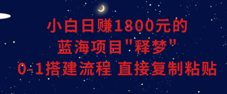 小白能日赚1800元的蓝海项目”释梦”0-1搭建流程可直接复制粘贴长期做【揭秘】-启程资源站