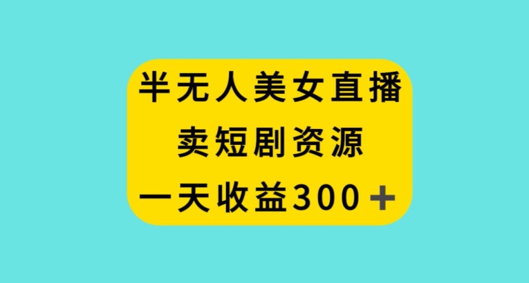 半无人美女直播，卖短剧资源，一天收益300+【揭秘】-启程资源站